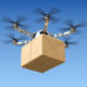 Quadcopter delivering a package